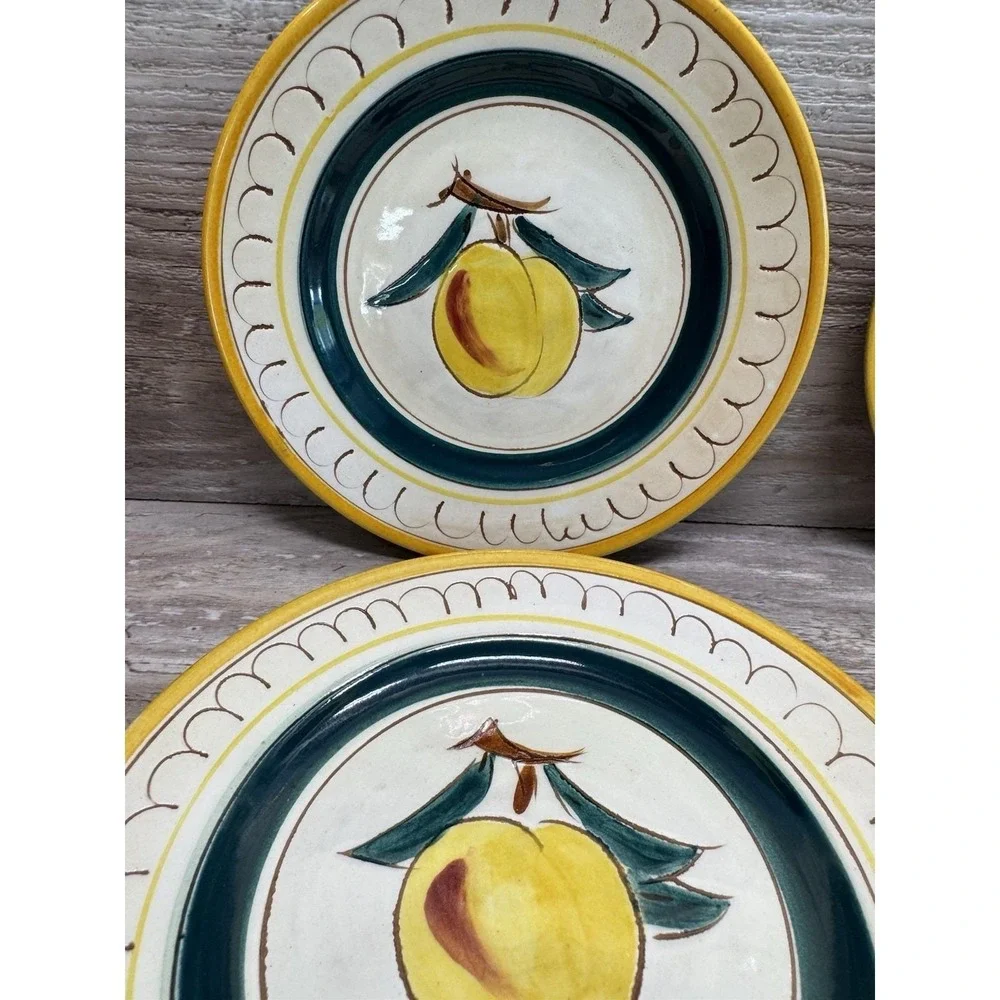 4 VTG 1960s Stangl Pottery FRUIT PEACH Redware Dessert or Bread & Butter Plates